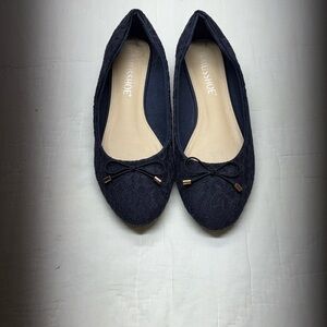 Women's Lace Ballet Flats with Bow, Comfortable Slip-on Dress Shoes